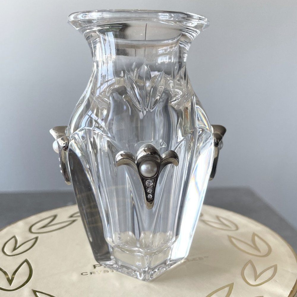 VINTAGE LENOX CRYSTAL PAVE JEWELS DIAMONDS & PEARLS MINI GRECIAN POSY 4"…